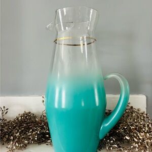 Elegant Ombre Glass Pitcher - Turquoise